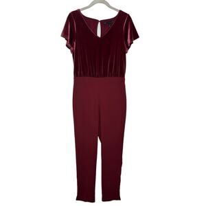 White House Black Market Jumpsuit Womens Burgundy Velvet Size 4P